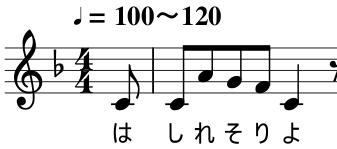 「ジングルベル」歌い出しの楽譜